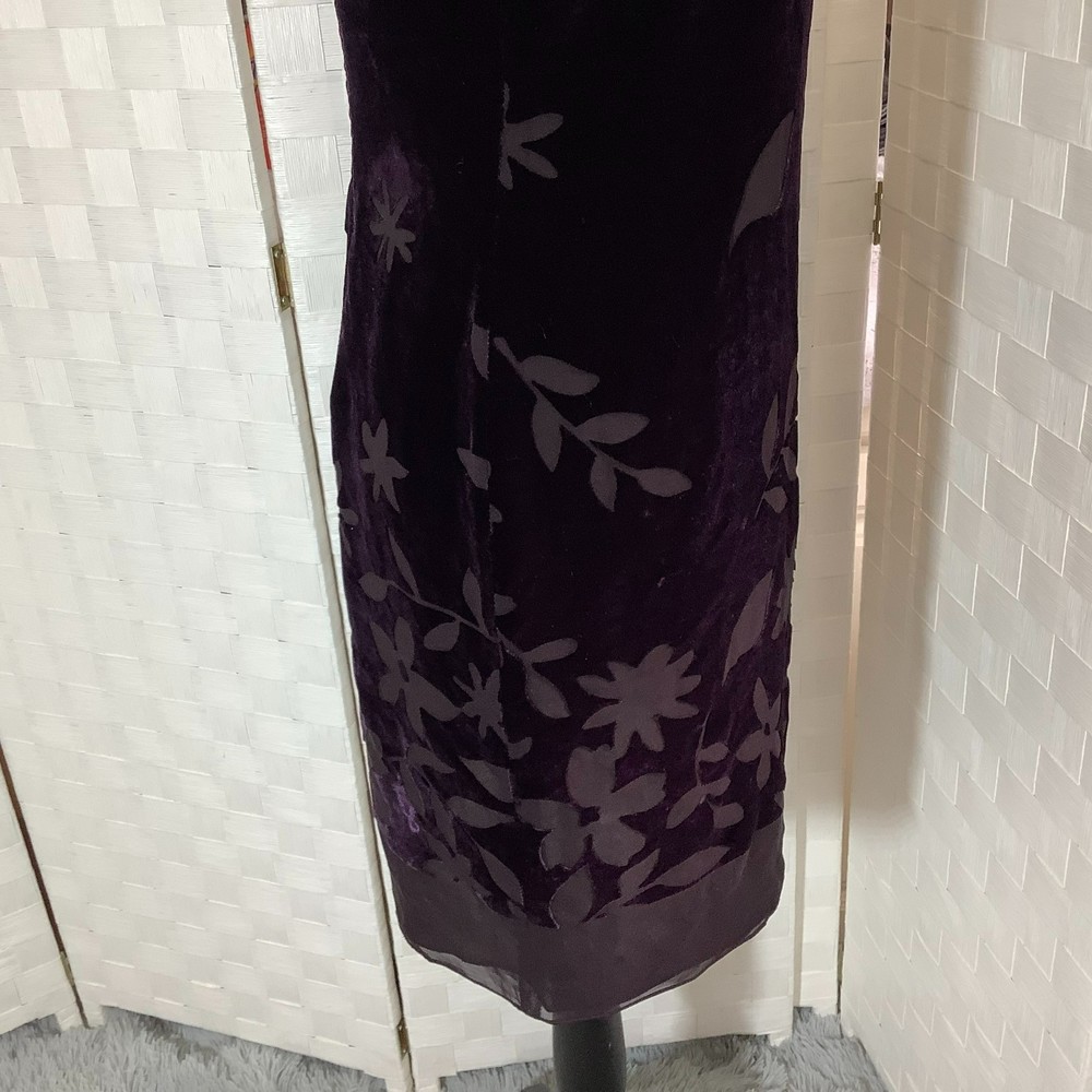 Liz claiborne night plum purple floral velvet dress size 8 - Picture 6 of 13
